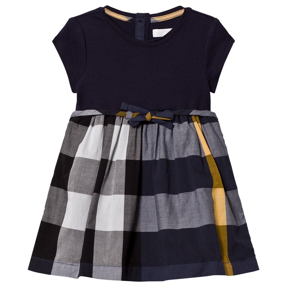 Burberry Girls Check Cotton Dress Rhonda Navy